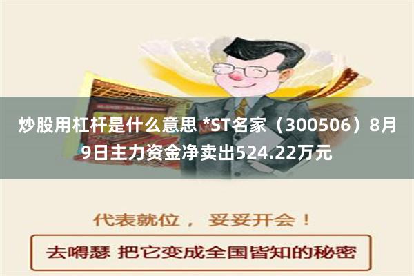 炒股用杠杆是什么意思 *ST名家（300506）8月9日主力资金净卖出524.22万元