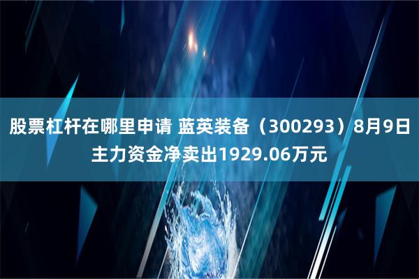 股票杠杆在哪里申请 蓝英装备（300293）8月9日主力资金净卖出1929.06万元